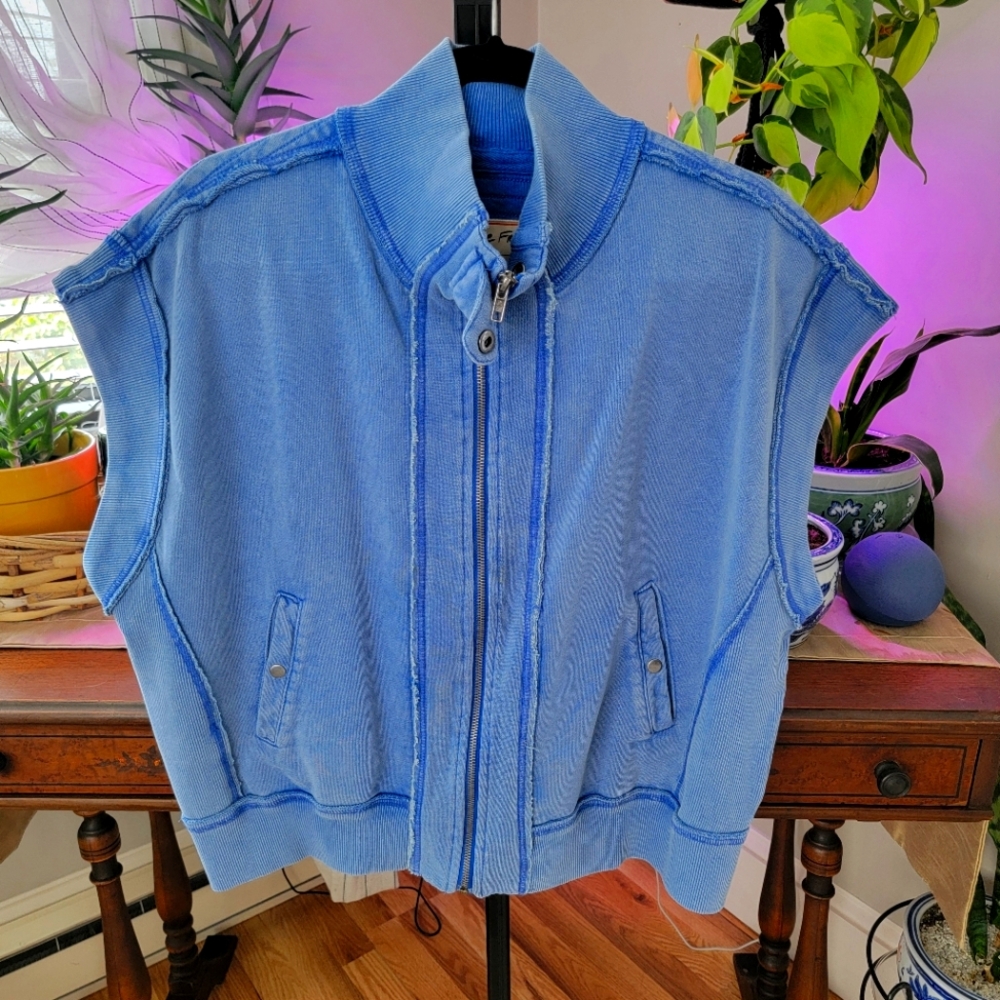 NWOT We The Free Garmet Dyed Sleeveless Zip Up